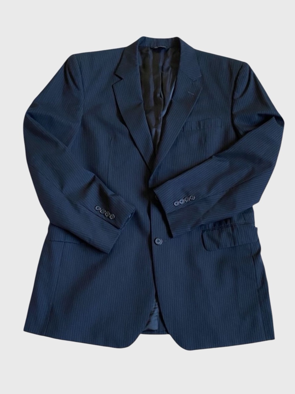 Jos. A. Bank Men's Two Button Wool Blazer Sport Coat 44L Navy Pin Striped Preppy